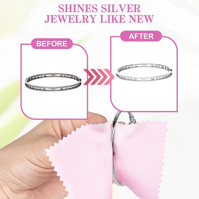 wegoup 100 Pack Jewelry Polishing Cloth, 3.15" x 3.15" Pink Cleaning Cloths, Small Silver Cleaning & Polishing Cloth for Jewelry, Individually Wrapped. - Image 3
